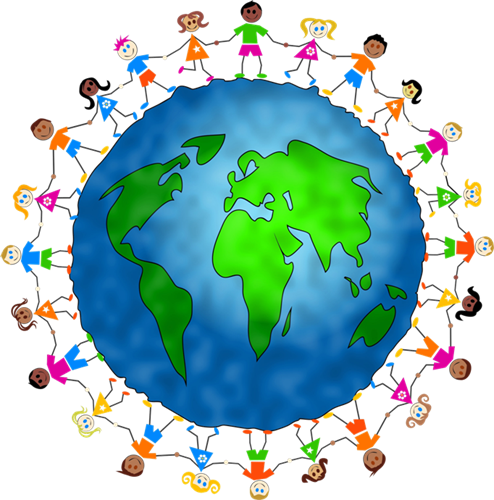 image of a world with children around it holding hands. 