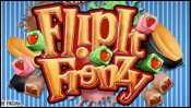 FlipIt Frenzy computer game logo - There are little cubes with fruit on them