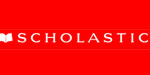 The scholastic logo - there is an open book on the left
