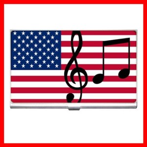 Flag of the USA with musical signs on it. 