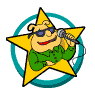 A cartoon character wearing sunglasses and singing with a microphone