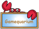 Gamequarium with a crab holding the sign. 